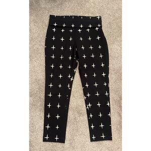 Bitte Kai Rand Foldover Magic Pants in Black/White Geometric Cross Trousers, XL